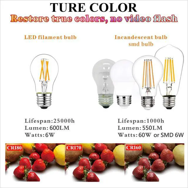 Alt view image 6 of 7 - A15 E26 Led Bulb 60 watt,Dimmable,Soft White Light Bulbs,2700K | 6w=60w light bulbs,600lm,AC120V,ETL,Vintage,Edison bulbs,E26 Bulb for Ceiling Fan light bulbs,Appliance,Refrigerator,6 Pack