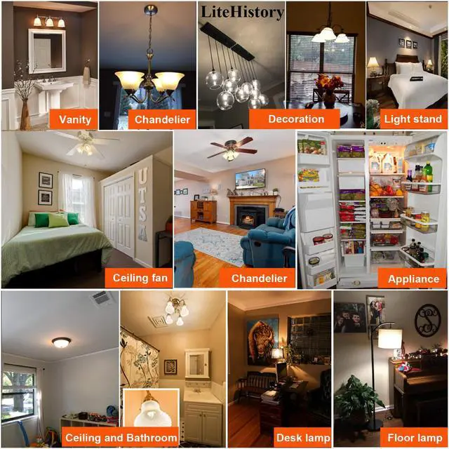 Alt view image 7 of 7 - A15 E26 Led Bulb 60 watt,Dimmable,Soft White Light Bulbs,2700K | 6w=60w light bulbs,600lm,AC120V,ETL,Vintage,Edison bulbs,E26 Bulb for Ceiling Fan light bulbs,Appliance,Refrigerator,6 Pack