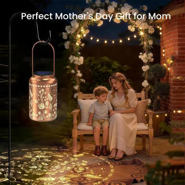 Alt view image 3 of 7 - Hummingbird Solar Lanterns Outdoor Waterproof,Birthday Gift for Women | Gifts for Mom Grandma, Metal Hanging Solar Light for Yard Garden Porch Landscape Deconration-1Pack