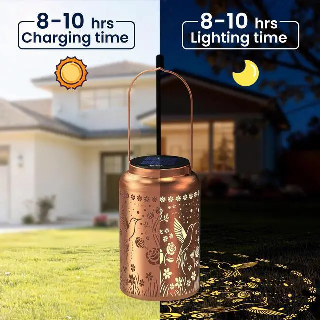 Alt view image 6 of 7 - Hummingbird Solar Lanterns Outdoor Waterproof,Birthday Gift for Women | Gifts for Mom Grandma, Metal Hanging Solar Light for Yard Garden Porch Landscape Deconration-1Pack