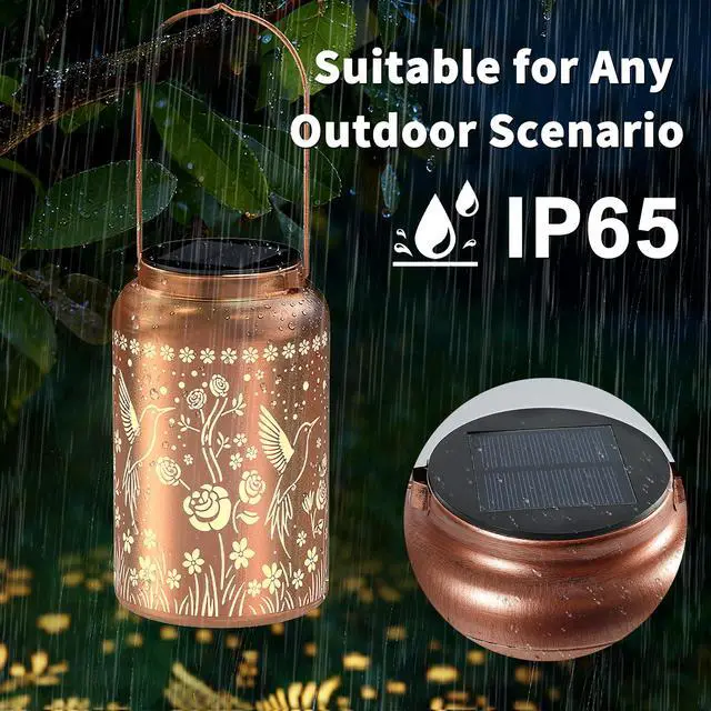 Alt view image 7 of 7 - Hummingbird Solar Lanterns Outdoor Waterproof,Birthday Gift for Women | Gifts for Mom Grandma, Metal Hanging Solar Light for Yard Garden Porch Landscape Deconration-1Pack