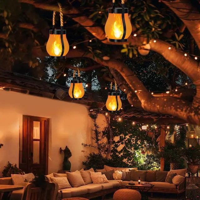 Alt view image 3 of 7 - Gen2 Solar Lanterns Outdoor Waterproof with Ultra-Real Flame | USB/Solar Charging & 2-Mode, Waterproof Decorative Hanging/Table Light for Pathway Garden Patio Yard Decor Gifts for Women, 2