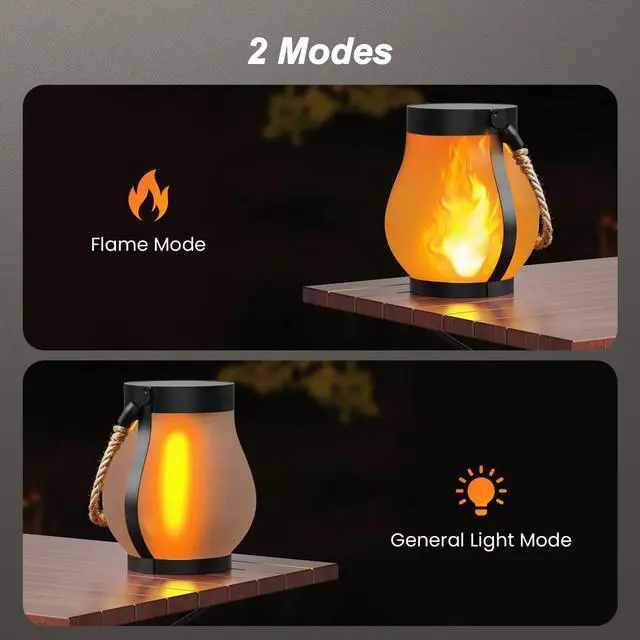 Alt view image 6 of 7 - Gen2 Solar Lanterns Outdoor Waterproof with Ultra-Real Flame | USB/Solar Charging & 2-Mode, Waterproof Decorative Hanging/Table Light for Pathway Garden Patio Yard Decor Gifts for Women, 2