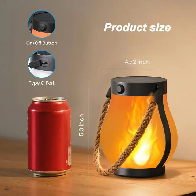 Alt view image 5 of 7 - Gen2 Solar Lanterns Outdoor Waterproof with Ultra-Real Flame | USB/Solar Charging & 2-Mode, Waterproof Decorative Hanging/Table Light for Pathway Garden Patio Yard Decor Gifts for Women, 2