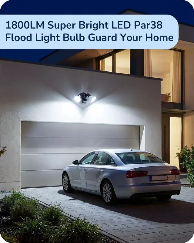 Alt view image 2 of 7 - PAR38 LED Flood Light Bulbs Outdoor Dimmable 5000K 1800LM 4 Pack | 18W Equivalent 120W, Daylight, E26 Base, Super Bright, Weatherproof for Backyard, Garage, Porch, Garden
