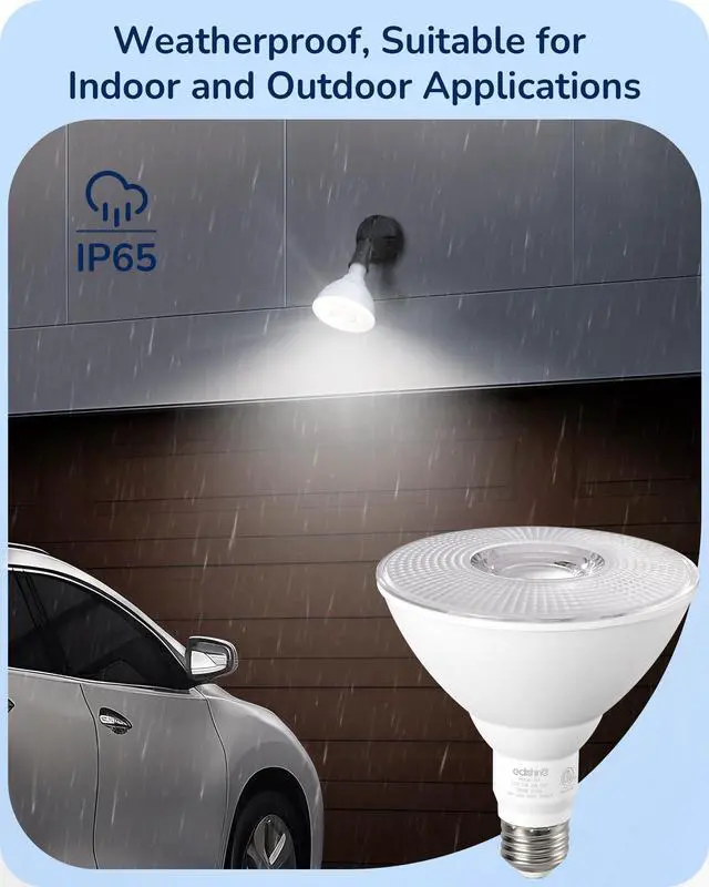 Alt view image 4 of 7 - PAR38 LED Flood Light Bulbs Outdoor Dimmable 5000K 1800LM 4 Pack | 18W Equivalent 120W, Daylight, E26 Base, Super Bright, Weatherproof for Backyard, Garage, Porch, Garden