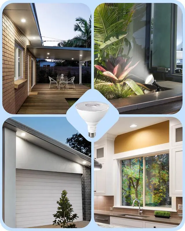 Alt view image 7 of 7 - PAR38 LED Flood Light Bulbs Outdoor Dimmable 5000K 1800LM 4 Pack | 18W Equivalent 120W, Daylight, E26 Base, Super Bright, Weatherproof for Backyard, Garage, Porch, Garden