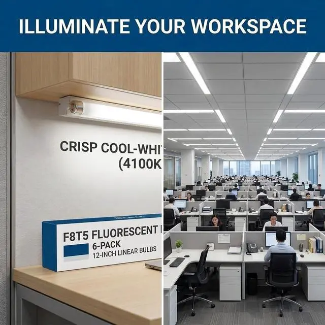 Alt view image 4 of 7 - F8T5 Fluorescent Light Bulbs - 12 inches Under Cabinet Bulb - Cool White 4100k 8 Watt Tube Bulb - Pack of 6