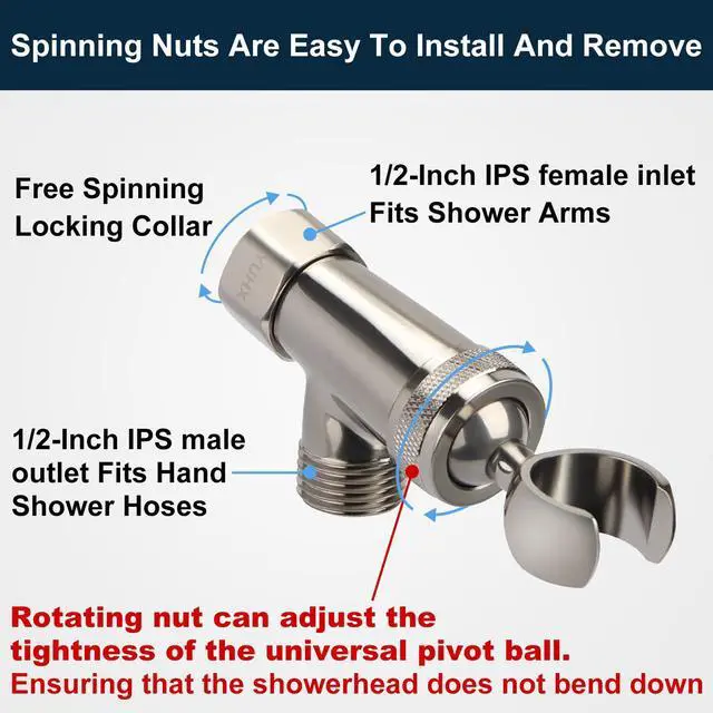 Alt view image 7 of 7 - All Metal Shower Head with Handheld - 72" Long Hose, High Pressure Sprayer | Hand HeId Showerhead Spray, Solid Outdoor Showerheads and Brass Holder, Brushed Nickel