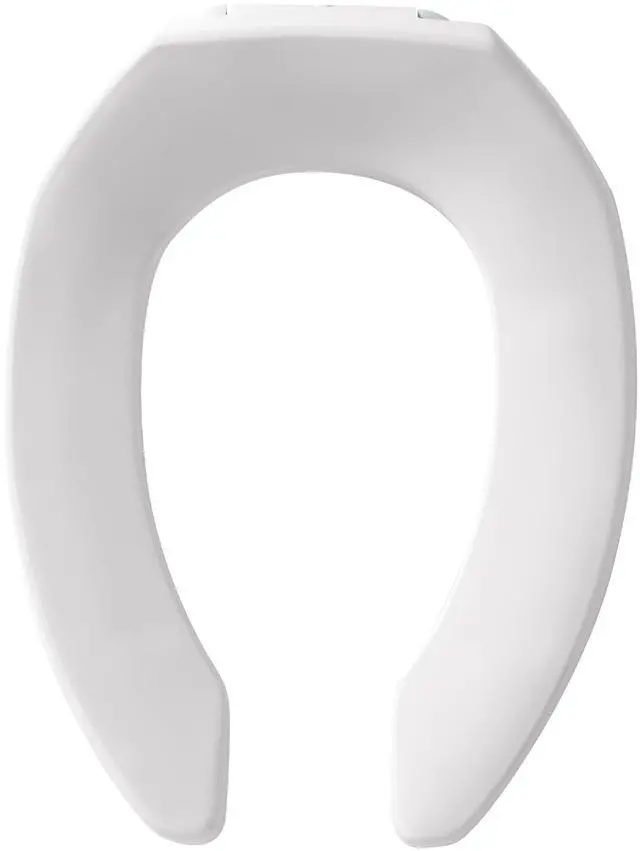 Main image of 1955CT Commercial Open Front Plastic Toilet Seat, Heavy Duty Industrial Seat without Lid, Secure Installation for Long Lasting Use, Made in USA, Elongated, White
