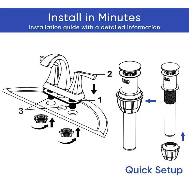 Alt view image 7 of 7 - Bathroom Faucet Matte Black, 2 Handles Low Arc Bathroom Sink Faucets, 4 Inch Centerset Bath Lavatory Faucets with Pop-up Drain & Faucet Supply Lines (MB)