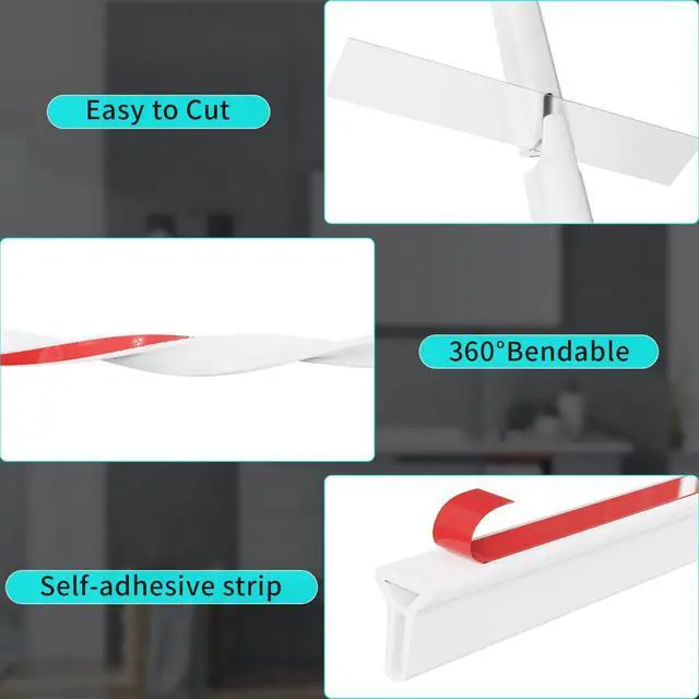 Alt view image 4 of 7 - 3ft/5ft/6ft/8ft/10ft Collapsible Shower Threshold Water Dam Water Barrier for Shower and Water Stopper Keeps Water Inside Water Threshold for Wet and Dry Separation (5ft, White)