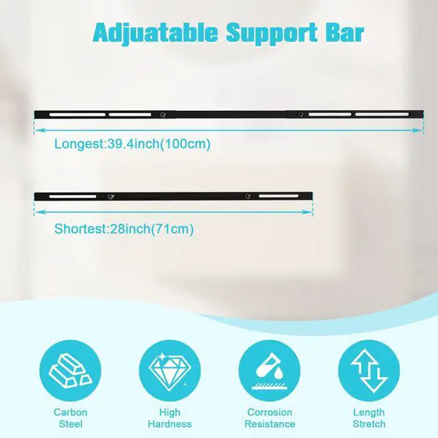 Alt view image 4 of 7 - 71-100cm Undermount Sink Brackets Kit, Adjustable Carbon Steel Supports | Heavy Duty 800 LBS Capacity Horizontal Space-Saving Installation Parts for Kitchen Undermount Sinks Supports