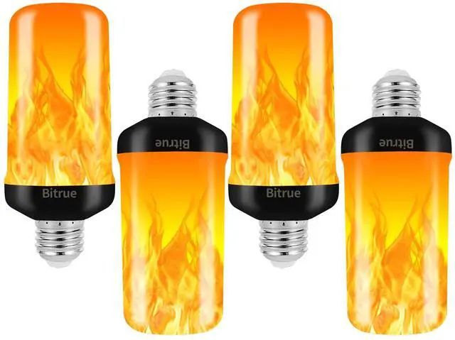 Main image of LED Flame Effect Light Bulb, 4 Modes Flame Light Bulbs, E26 Base Fire Light Bulb with Gravity Sensor,Flickering Light Bulbs Halloween Home Party(4 Pack)