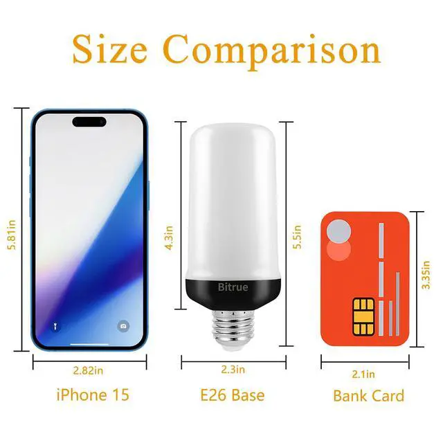 Alt view image 2 of 6 - LED Flame Effect Light Bulb, 4 Modes Flame Light Bulbs, E26 Base Fire Light Bulb with Gravity Sensor,Flickering Light Bulbs Halloween Home Party(4 Pack)