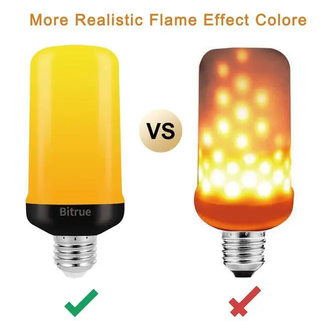 Alt view image 4 of 6 - LED Flame Effect Light Bulb, 4 Modes Flame Light Bulbs, E26 Base Fire Light Bulb with Gravity Sensor,Flickering Light Bulbs Halloween Home Party(4 Pack)