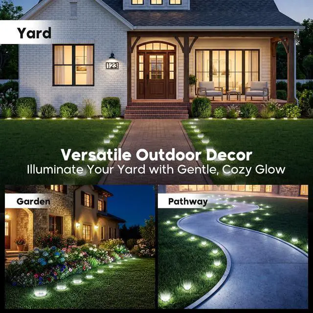 Alt view image 2 of 7 - 6 Pack Solar Lights Outdoor Waterproof, 8 LED Solar Ground Lights