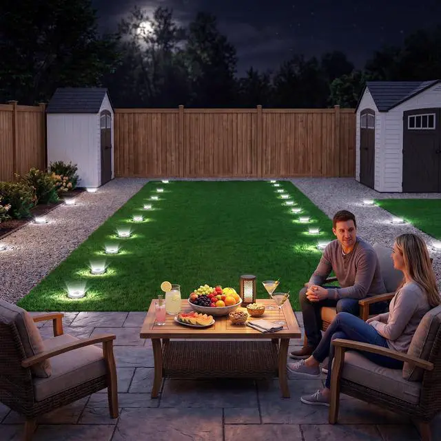 Alt view image 7 of 7 - 6 Pack Solar Lights Outdoor Waterproof, 8 LED Solar Ground Lights | Flat Solar Disc Light Landscape Lighting for Pathway Garden Yard Walkway Driveway Lawn, Cool White