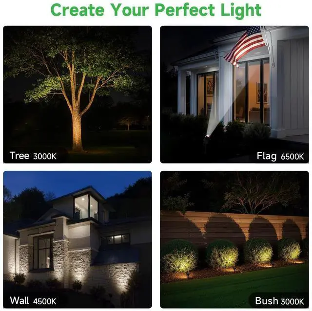 Alt view image 7 of 7 - Solar Spot Lights Outdoor, Adjustable Beam Focus Uplights for Trees, Waterproof Separate Panel Bright Spotlight, LED Warm White & Daylight Selectable for House Exterior Flag 2 Pack
