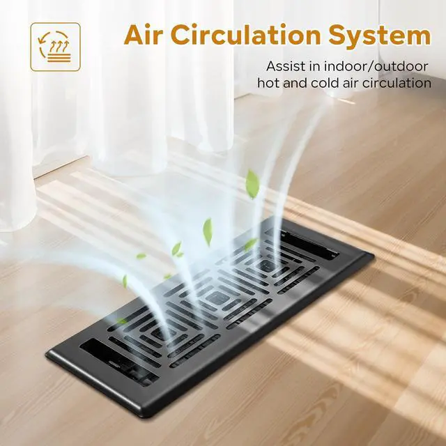 Alt view image 4 of 6 - Floor Register 6x10, Heavy Duty Steel Walkable Floor Vent Covers, Adjustable Decorative Vent Covers for Home Floor/Sidewall/Office/Ceiling, 4 Pack Black