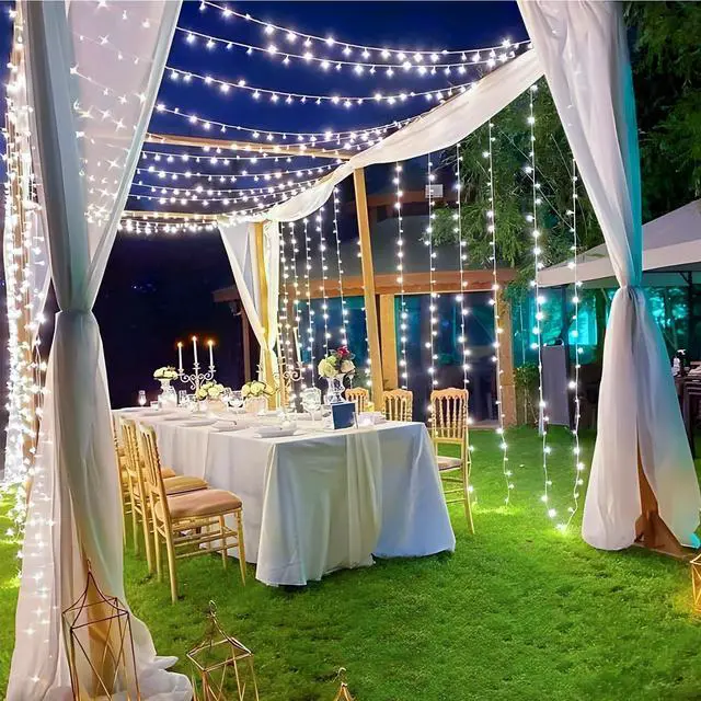 Alt view image 4 of 7 - 403ft 1000 LED String Lights Outdoor Christmas Lights 8 Modes & Timer Fairy Light Plug in Waterproof LED String Lights for Xmas Yard Tree Wedding Party Holiday Decorations (Cool White)