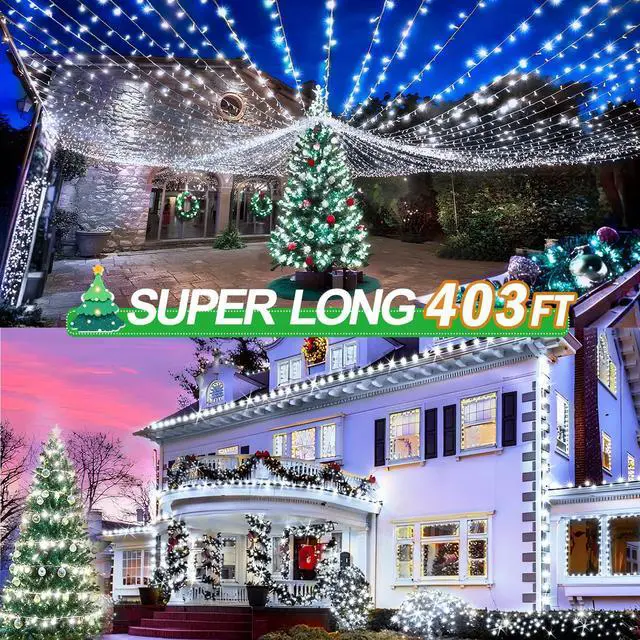 Alt view image 6 of 7 - 403ft 1000 LED String Lights Outdoor Christmas Lights 8 Modes & Timer Fairy Light Plug in Waterproof LED String Lights for Xmas Yard Tree Wedding Party Holiday Decorations (Cool White)