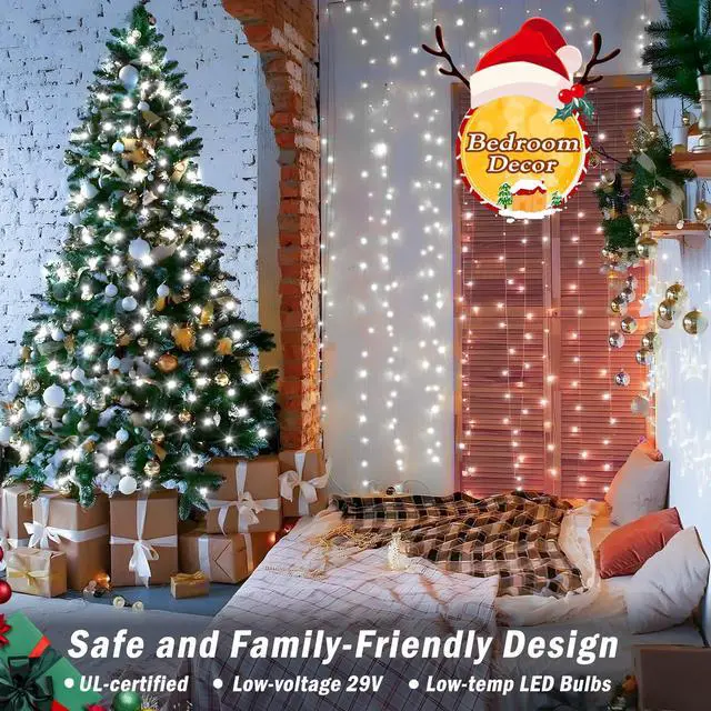 Alt view image 7 of 7 - 403ft 1000 LED String Lights Outdoor Christmas Lights 8 Modes & Timer Fairy Light Plug in Waterproof LED String Lights for Xmas Yard Tree Wedding Party Holiday Decorations (Cool White)