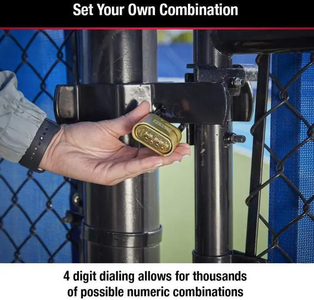 Alt view image 3 of 6 - Combination Padlock Outdoor Brass Lock, Gate Lock 2-Inch 175D | Resettable 4-digit Combination Lock For Gates, Storage Lock, Security Lock, Solid Brass Body, For Indoor and Outdoor Use
