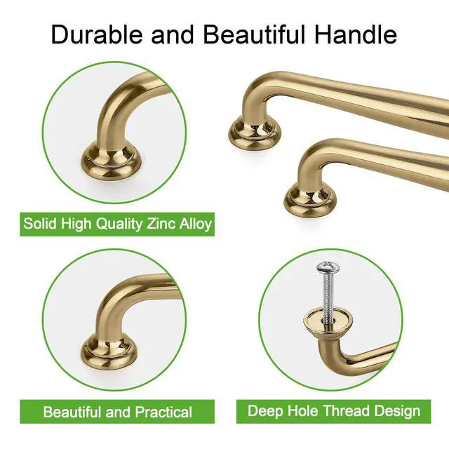 Alt view image 3 of 6 - 10 Pack Cabinet Handles-5"/128mm Screw Spacing Champagne Bronze Furniture Hardware Handles for Kitchen Cabinets Bedroom Dresser Wardrobe Cabinet Pulls