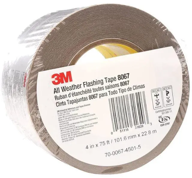 Main image of All Weather Flashing Tape 8067 (4" x 75 ft) - 1 Roll - Self-Adhesive Waterproof Flashing for Windows & Doors, Slit Liner (2-2 Slit)