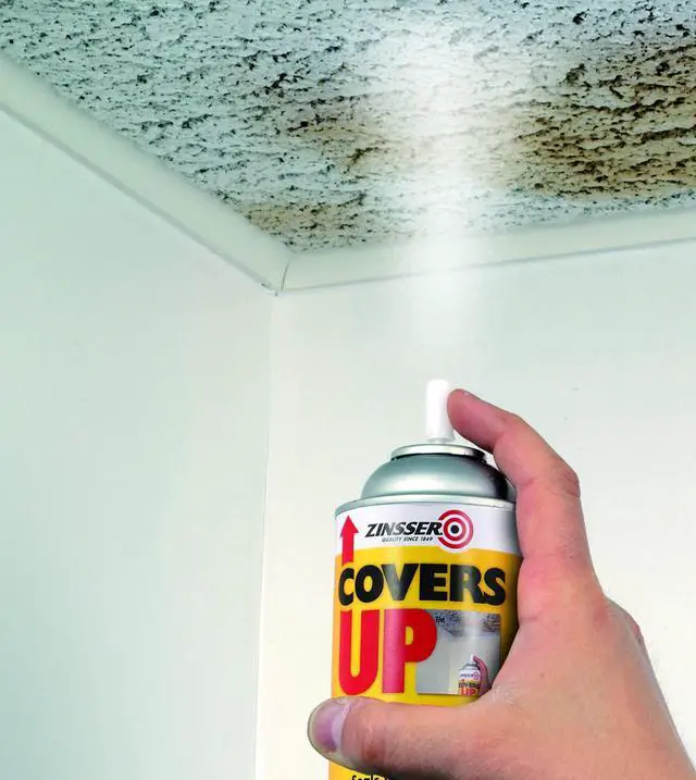 Alt view image 2 of 2 - Covers Up Ceiling Paint & Primer Spray, White | Covers Up ceiling spray, 13oz, Flat White. Flat-white stain-blocking paint + primer hides water & smoke stains