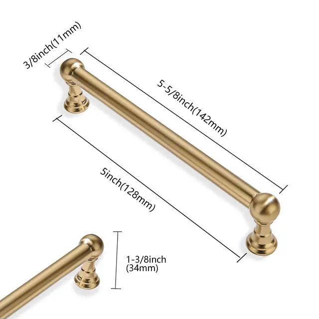 Alt view image 2 of 6 - 10 Pack 5 Inch Hole Center Champagne Bronze Cabinet pulls 100% Solid Heavy Duty Warm Brass Dresser Pulls Cabinet Drawer Pulls for Kitchen Cupboard Hardware