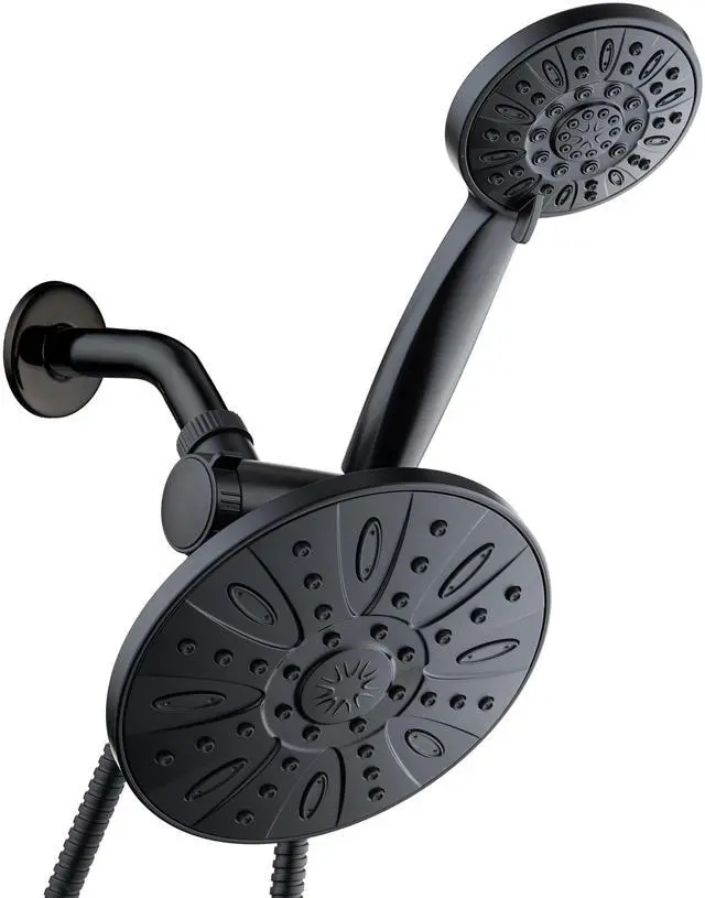 Main image of 7" Premium High Pressure 3-way Rain & Handheld Shower Head Combo | Enjoy Luxury 7-inch Showerhead & 6-mode Hand Shower Separately or Together! Premium Stainless Steel Hose - Black