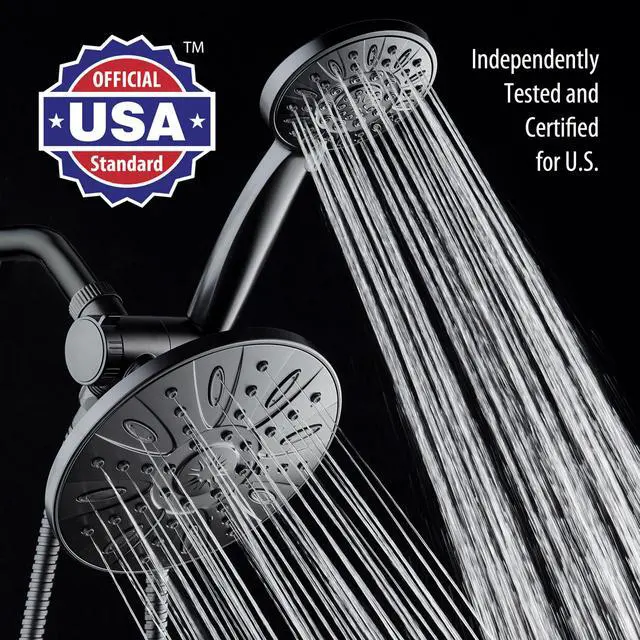 Alt view image 3 of 5 - 7" Premium High Pressure 3-way Rain & Handheld Shower Head Combo | Enjoy Luxury 7-inch Showerhead & 6-mode Hand Shower Separately or Together! Premium Stainless Steel Hose - Black