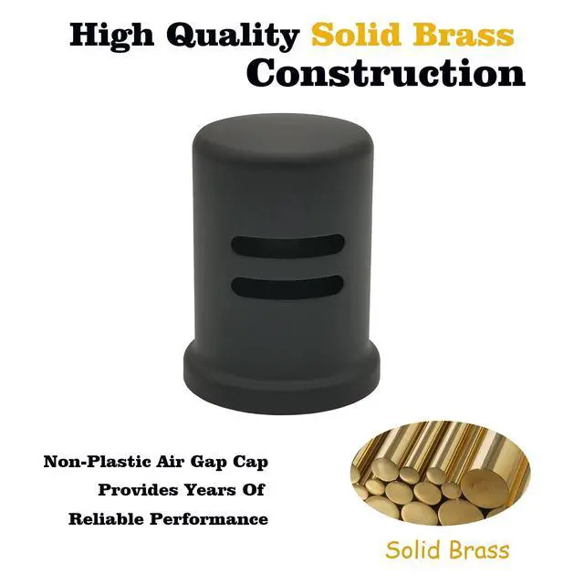 Alt view image 3 of 7 - Dishwasher Air Gap Cover Black only, Skirted, Replacement Black air gap dishwasher,Solid Brass,Matte Black Finish