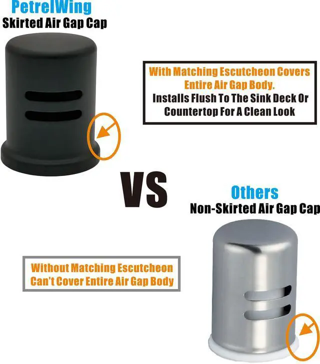Alt view image 4 of 7 - Dishwasher Air Gap Cover Black only, Skirted, Replacement Black air gap dishwasher,Solid Brass,Matte Black Finish
