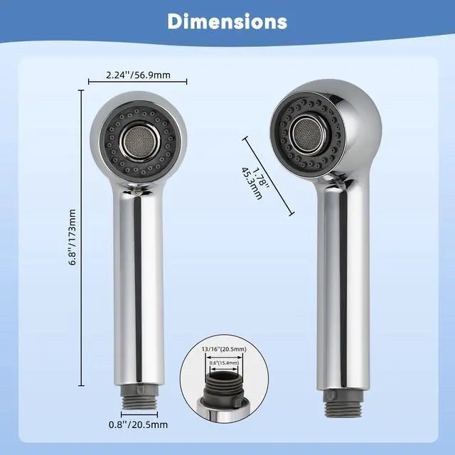 Alt view image 4 of 7 - Pull Out Sink Sprayer Head Replacement, 2 Function Kitchen Sink Faucet Head, G1/2 or 13/16 Inch Thread Faucet Head Kitchen Tap Sprayer Spout, Chrome
