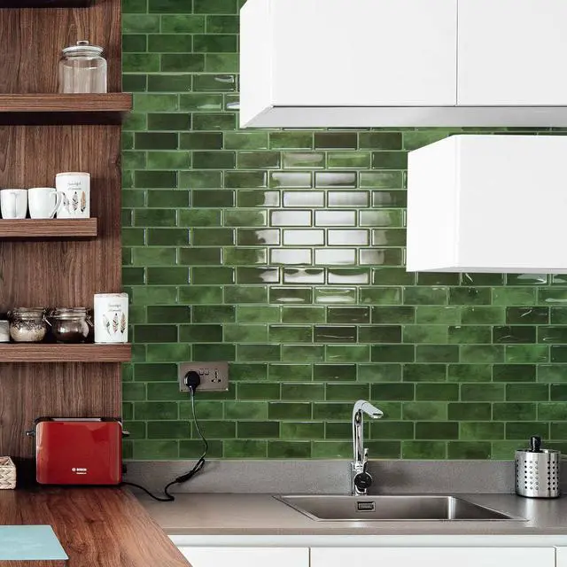 Alt view image 3 of 7 - 10-Pack Marble Tile Peel and Stick Backsplash, 12 x 12 in, Jade Green | Strong Adhesion, Lightweight, Cuttable, Waterproof, Fadeless, Crack Resistant, for Kitchen, Bedroom, Ideal for Recently Moved