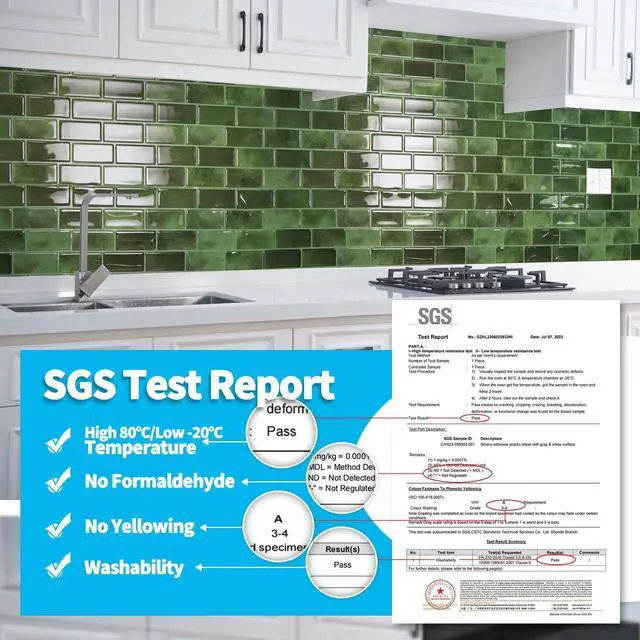 Alt view image 6 of 7 - 10-Pack Marble Tile Peel and Stick Backsplash, 12 x 12 in, Jade Green | Strong Adhesion, Lightweight, Cuttable, Waterproof, Fadeless, Crack Resistant, for Kitchen, Bedroom, Ideal for Recently Moved