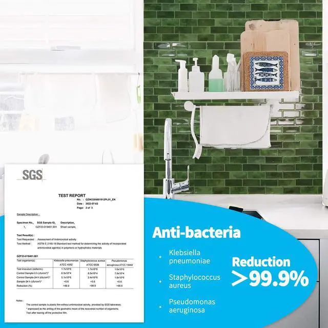 Alt view image 7 of 7 - 10-Pack Marble Tile Peel and Stick Backsplash, 12 x 12 in, Jade Green | Strong Adhesion, Lightweight, Cuttable, Waterproof, Fadeless, Crack Resistant, for Kitchen, Bedroom, Ideal for Recently Moved