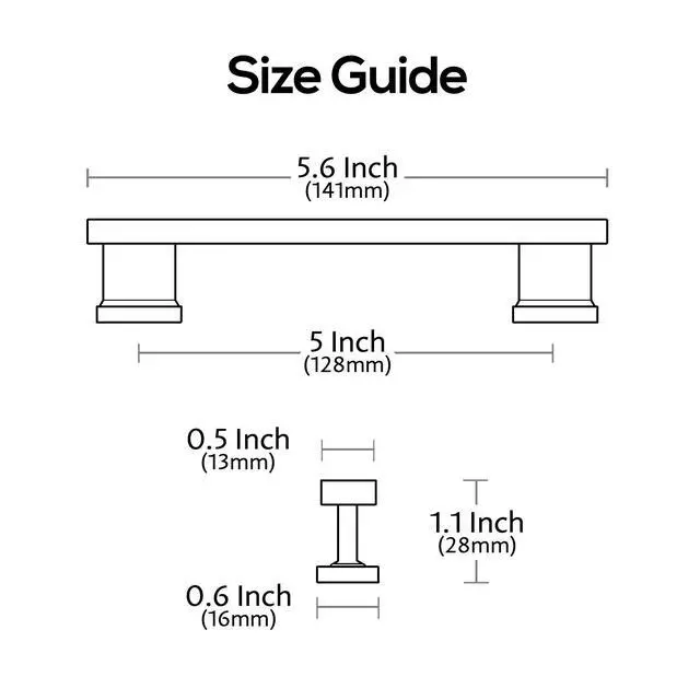 Alt view image 5 of 7 - Brushed Satin Nickel Cabinet Pulls and Handles 10 Pack, AL3061SN | 5 Inch Hole Center, Solid Metal Build, Rectangle Decorative Hardware Handles, for Cabinets and Drawers