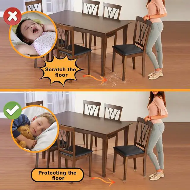Alt view image 5 of 7 - 32-Pcs Square Silicone Chair Leg Floor Protectors, Thick & Durable | Protect Hardwood Floors from Scratches & Noise, Fit Dining Table & Bar Stool Legs (Fits 1-1/10" to 1-3/10")