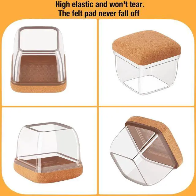 Alt view image 6 of 7 - 32-Pcs Square Silicone Chair Leg Floor Protectors, Thick & Durable | Protect Hardwood Floors from Scratches & Noise, Fit Dining Table & Bar Stool Legs (Fits 1-1/10" to 1-3/10")