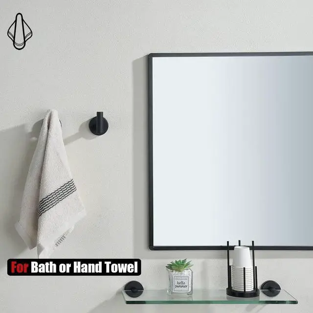 Alt view image 4 of 7 - Black Bathroom Towel Hook, Coat Robe Clothes Hook for Bathroom Kitchen Garage Wall Mounted (2 Pack), 304 Stainless Steel Matte Black, TH100-PB-P2