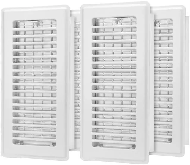 Main image of Floor Register 4x10, 4 Pack Floor Vent Covers for Home Floor Heavy Duty Steel Panel Walkable Floor Grates Adjustable Air Vent Covers 4" x 10" Floor Vent, White