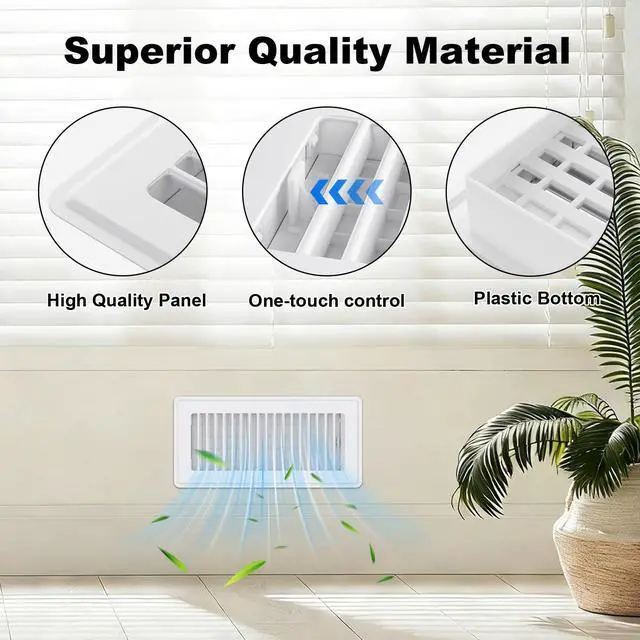 Alt view image 3 of 7 - Floor Register 4x10, 4 Pack Floor Vent Covers for Home Floor Heavy Duty Steel Panel Walkable Floor Grates Adjustable Air Vent Covers 4" x 10" Floor Vent, White