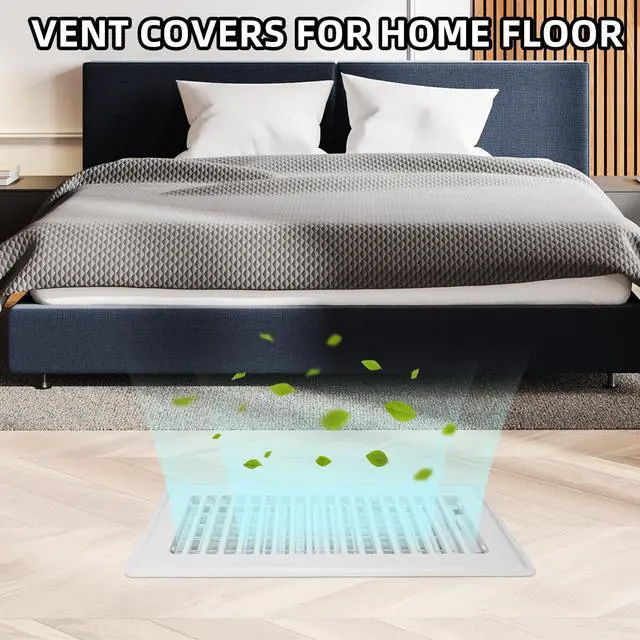 Alt view image 6 of 7 - Floor Register 4x10, 4 Pack Floor Vent Covers for Home Floor Heavy Duty Steel Panel Walkable Floor Grates Adjustable Air Vent Covers 4" x 10" Floor Vent, White