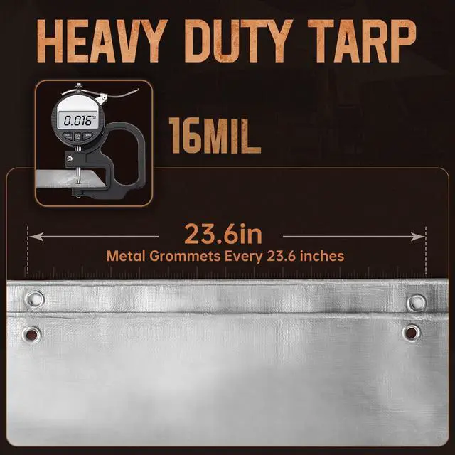 Alt view image 7 of 7 - 10x12 FT Tarp Waterproof, 16 Mil Tarps Heavy Duty Waterproof Multipurpose Protective Cover UV Resistant Rip & Tear Resistant with Grommets Reversible for Home Boats Cars Camping