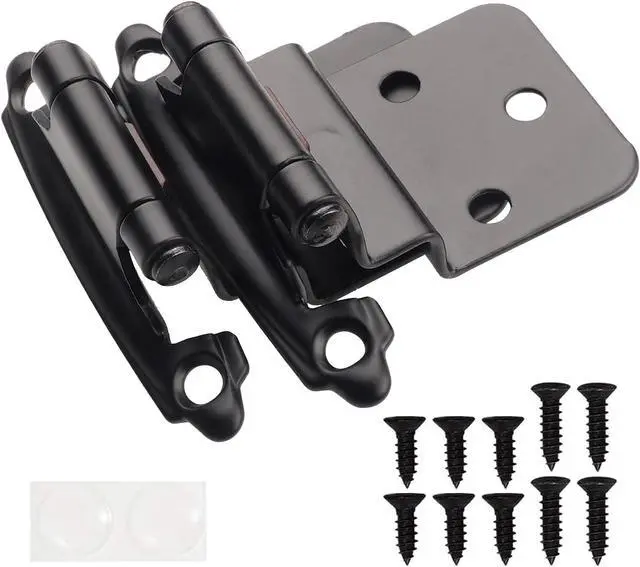 Main image of 3/8" Inset Cabinet Hinges Black (25 Pair -50 Pcs) Offset Self Closing Matte Black Cabinet Hinges for Kitchen Cabinets w/Bumpers & Upgraded Screws