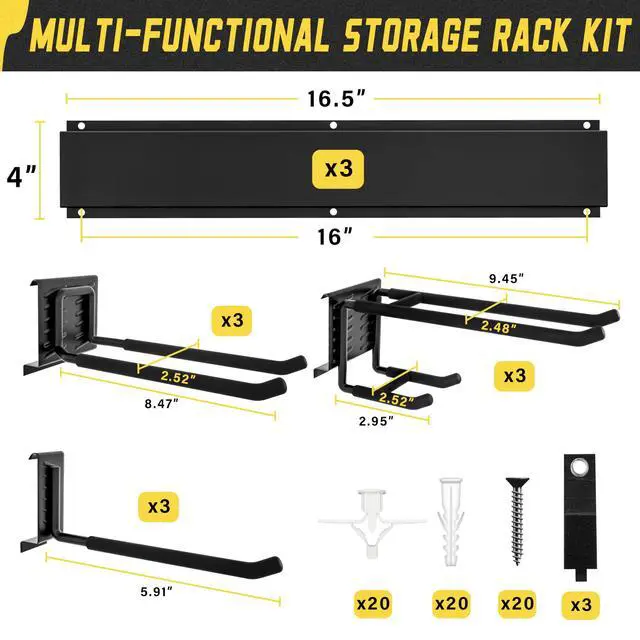Alt view image 4 of 7 - Garage Wall Organizer,15Pack Carries 675 lbs,Garden Tool Organizer | 48in With Large Storage Space,Easy Assembly, Sturdy Design,for Efficient Tool Storage Garage Organization